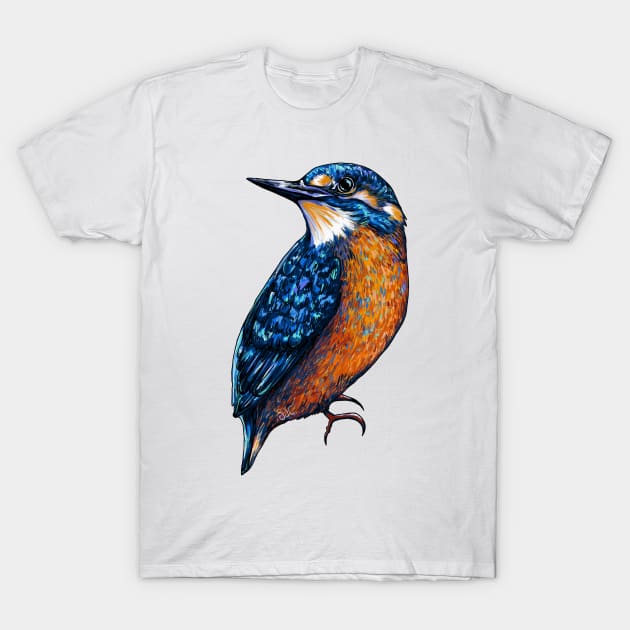 Kingfisher Digital Art Drawing T-Shirt by samanthagarrett